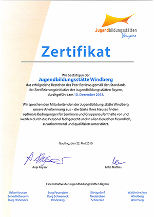 Zertifikat der Jugendbildungsstätten Bayern